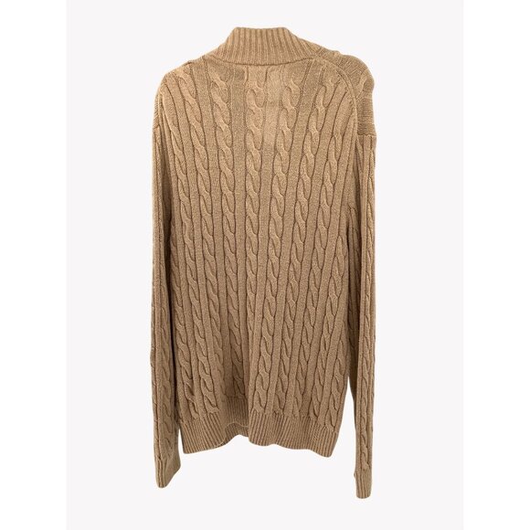 Set of 2 Ralph Lauren Cable Knit Sweaters Men XXL Camel 1/4 Zip & Blue Pullover - Picture 8 of 13